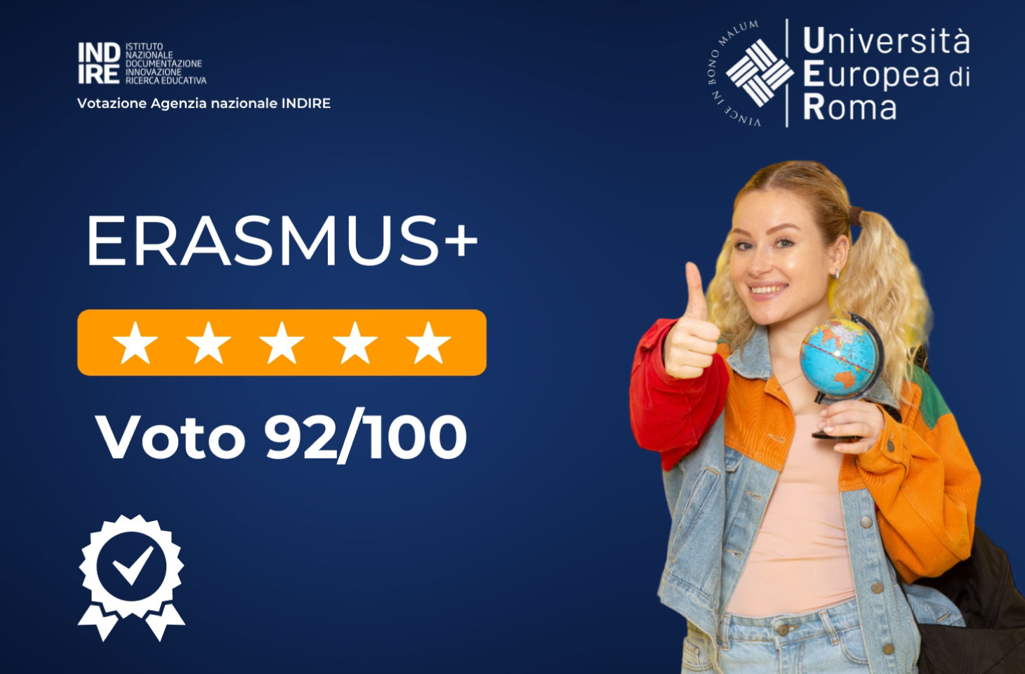 Punteggio 92 su 100 per UER nel Programma Erasmus +